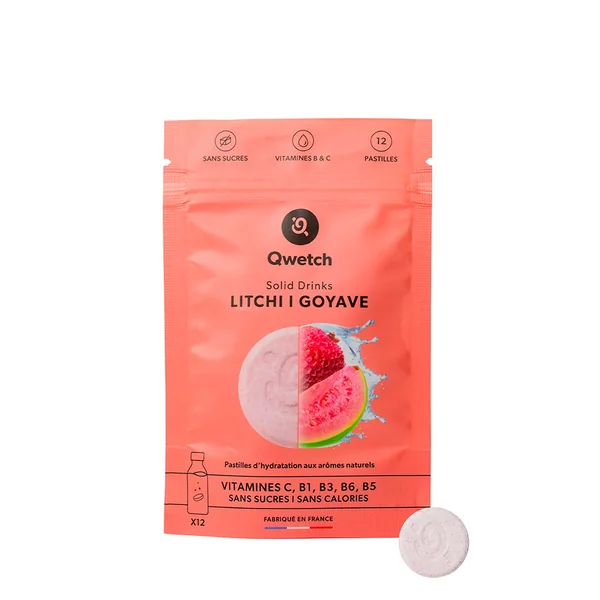 12 pastilles d'hydratation Solid drink litchi et goyave vitamines C et B