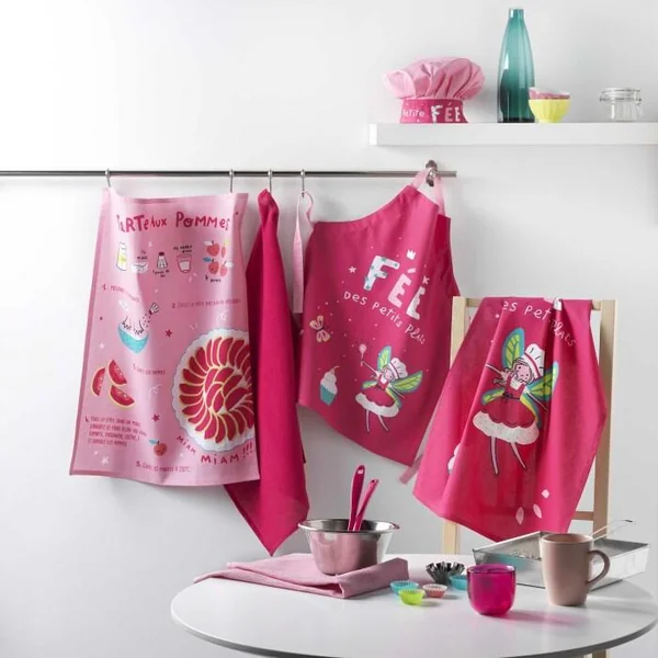 2 TORCHONS 50X70 CM COTON IMPRIME NID ABEILLE UNI MINI FEE
