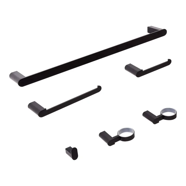 6-Piece Bathroom Hardware Set PARACAS with Towel Bars and Hooks Black