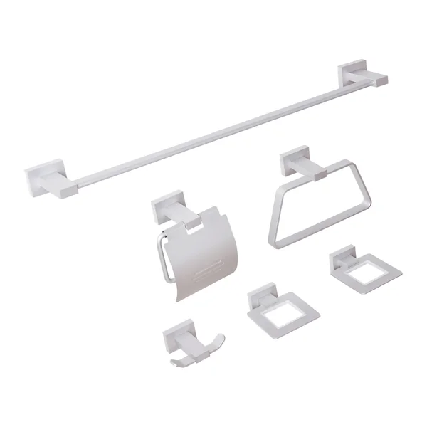 6-Piece Bathroom Hardware Set RIOHACHA with Towel Bars and Hooks Silver