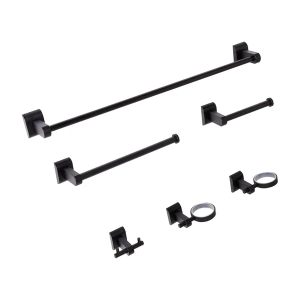 6-Piece Bathroom Hardware Set TALARA with Towel Bars and Hooks Black