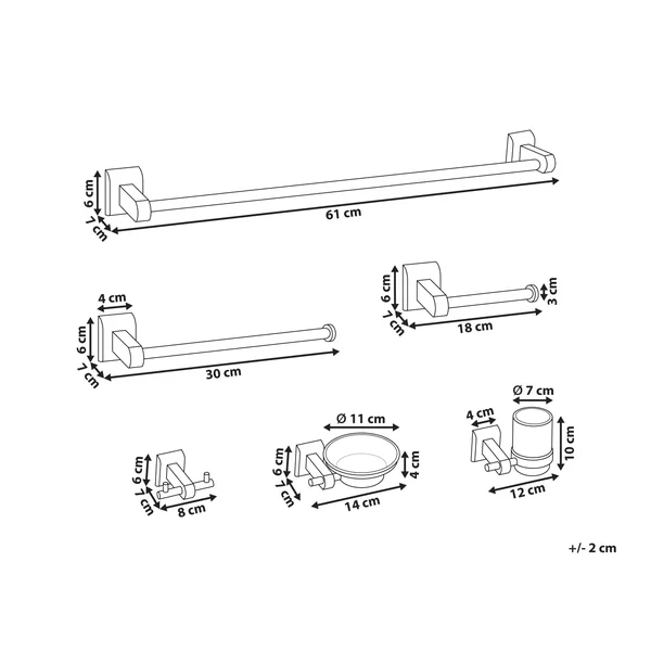 6-Piece Bathroom Hardware Set TALARA with Towel Bars and Hooks Gold