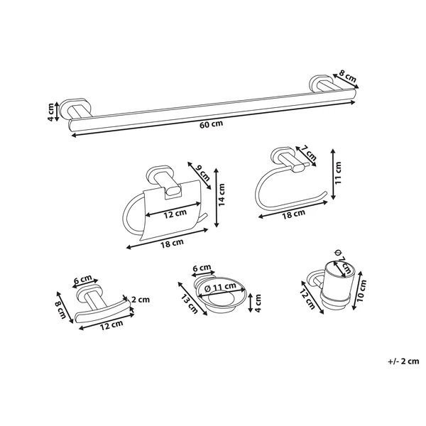 6-Piece Bathroom Hardware Set TOCOPILLA with Towel Bars and Hooks Black