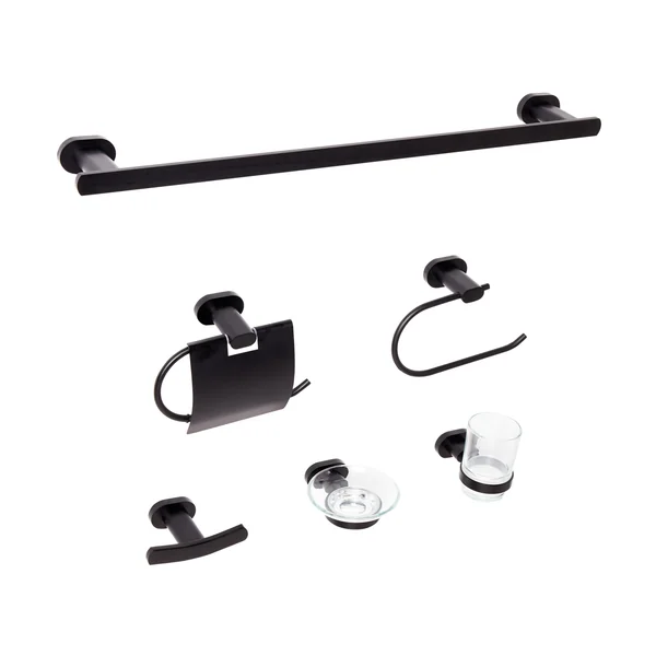 6-Piece Bathroom Hardware Set TOCOPILLA with Towel Bars and Hooks Black