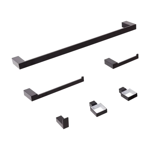 6-Piece Bathroom Hardware Set TUMACO with Towel Bars and Hooks Black