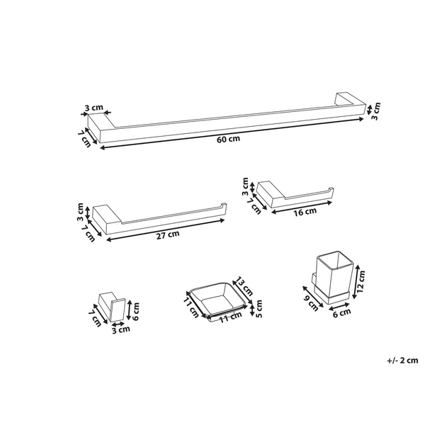 6-Piece Bathroom Hardware Set TUMACO with Towel Bars and Hooks Black