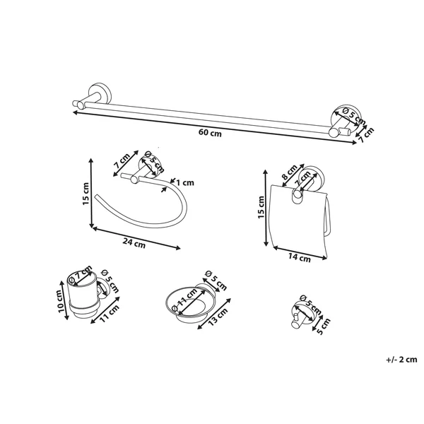 6-Piece Bathroom Hardware Set ZARUMA with Towel Bars and Hooks Black