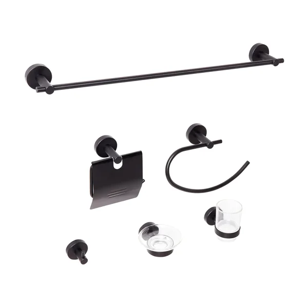 6-Piece Bathroom Hardware Set ZARUMA with Towel Bars and Hooks Black