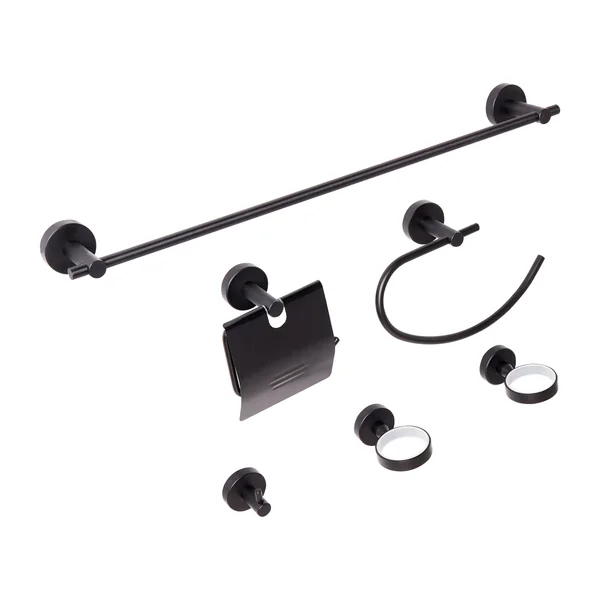 6-Piece Bathroom Hardware Set ZARUMA with Towel Bars and Hooks Black
