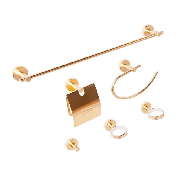 6-Piece Bathroom Hardware Set ZARUMA with Towel Bars and Hooks Gold