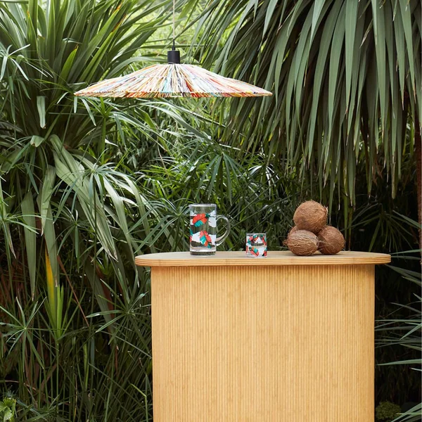 Abat-jour pour suspension en raphia multicolore d77cm - Seguia