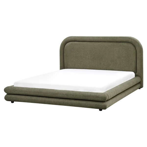 Bed Faux Linen LAVARDENS 160 x 200 cm (EU King Size) Green