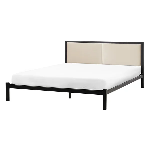 Bed Metal CLAMART 140 x 200 cm (EU Double) Light Beige