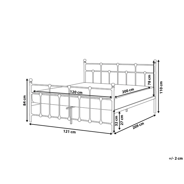 Bed Metal LYNX 120 x 200 cm (EU Small Double) Black
