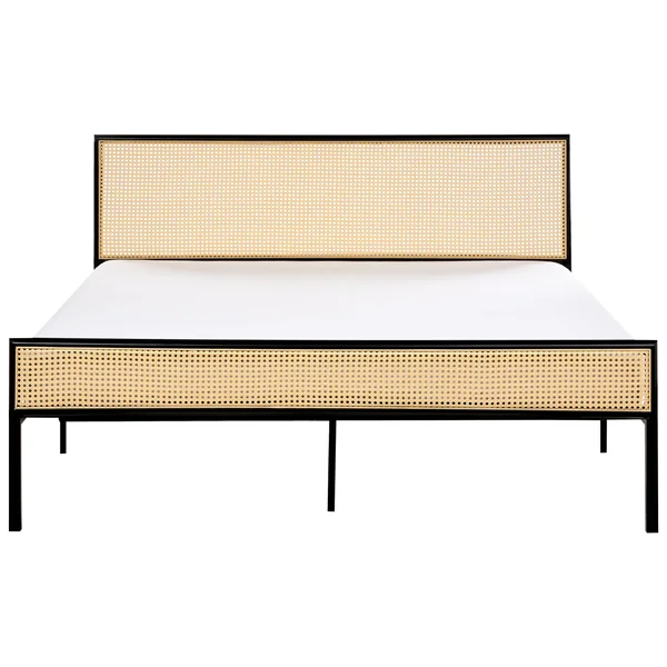 Bed PE Rattan AVANTON 160 x 200 cm (EU King Size) Black