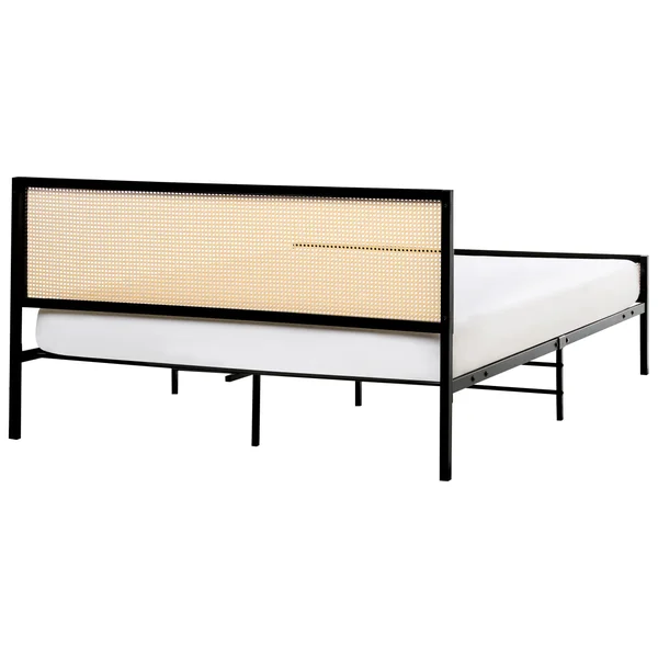 Bed PE Rattan AVANTON 160 x 200 cm (EU King Size) Black