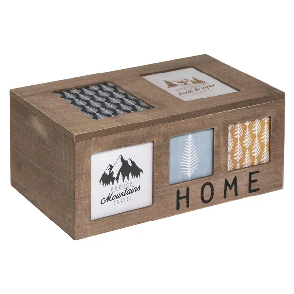 BOITE BOIS HOME MULTICOLORE D.28X18X12.5CM