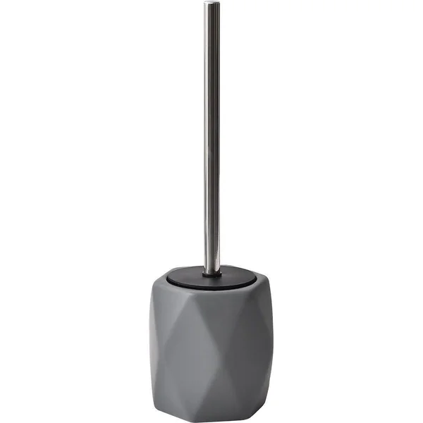 BROSSE WC GRES FORME LOSANGE TIGE ACIER INOXYDABLE GRIS FONC
