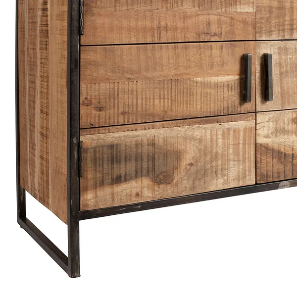 Buffet bas en acacia et fer 2 portes H105cm -Factory