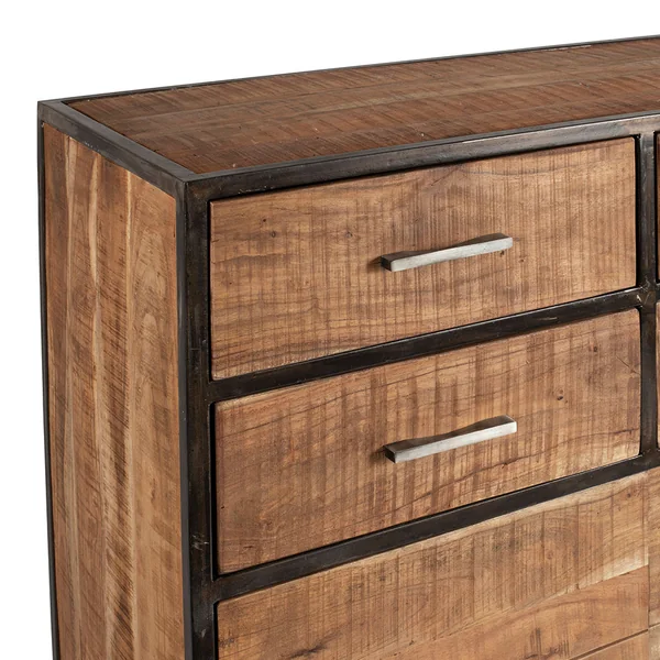 Buffet bas en acacia et fer 2 portes H105cm -Factory
