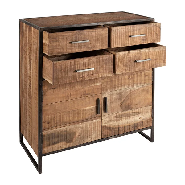 Buffet bas en acacia et fer 2 portes H105cm -Factory