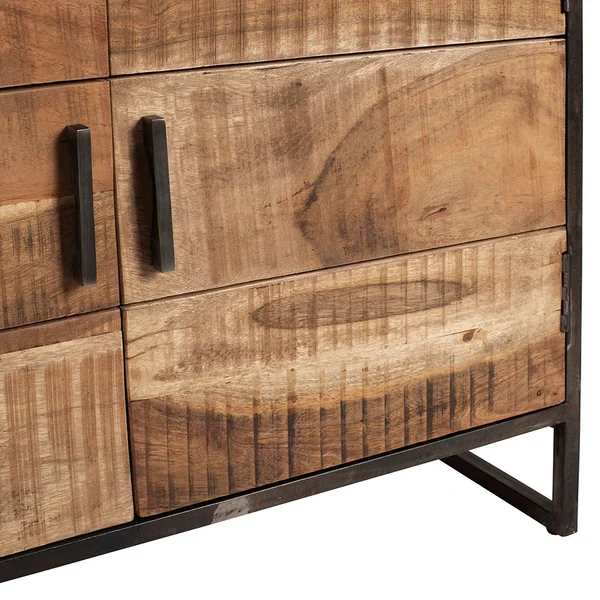 Buffet bas en acacia et fer 2 portes H105cm -Factory