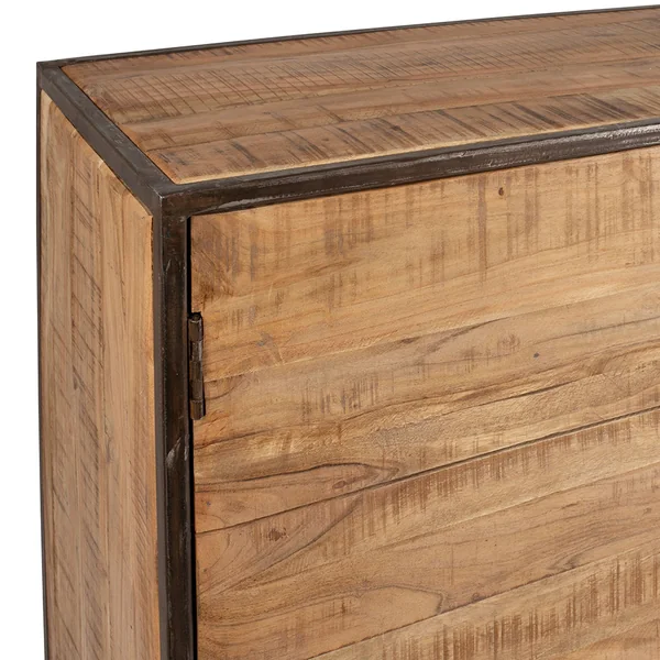 Buffet bas en acacia et fer 2 portes H90cm - Factory