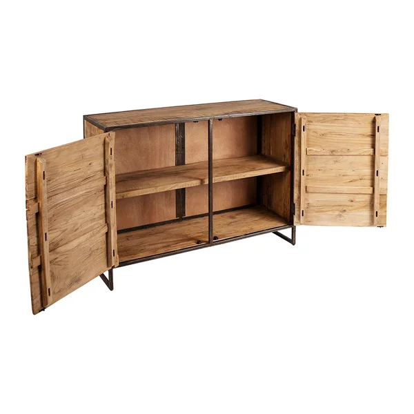 Buffet bas en acacia et fer 2 portes H90cm - Factory