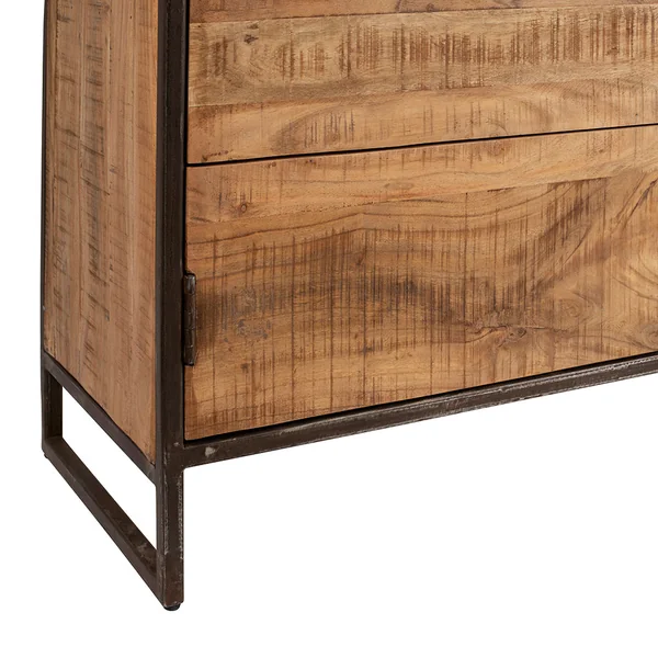 Buffet bas en acacia et fer 2 portes H90cm - Factory