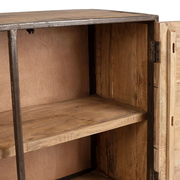 Buffet bas en acacia et fer 2 portes H90cm - Factory