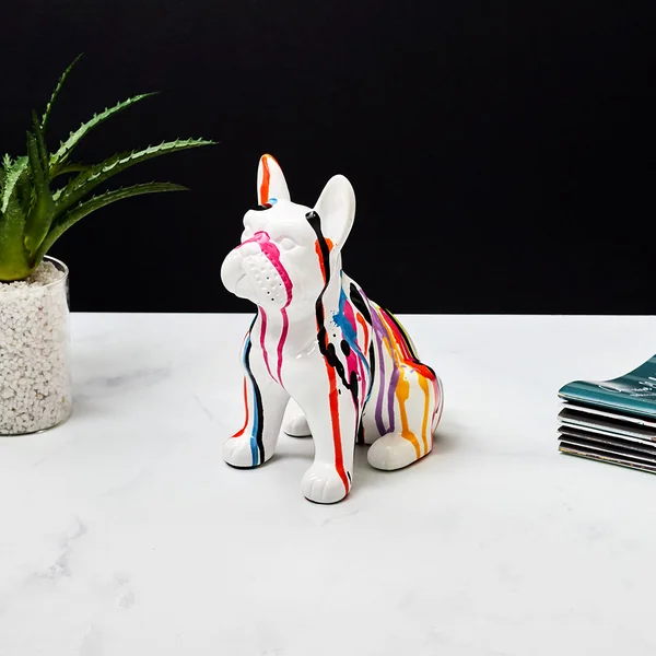 Bulldog en céramique multicolore h20cm