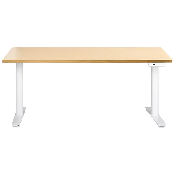 Bureau réglable en hauteur électriquement DESTINAS Marron clair/blanc 160 cm 72 cm