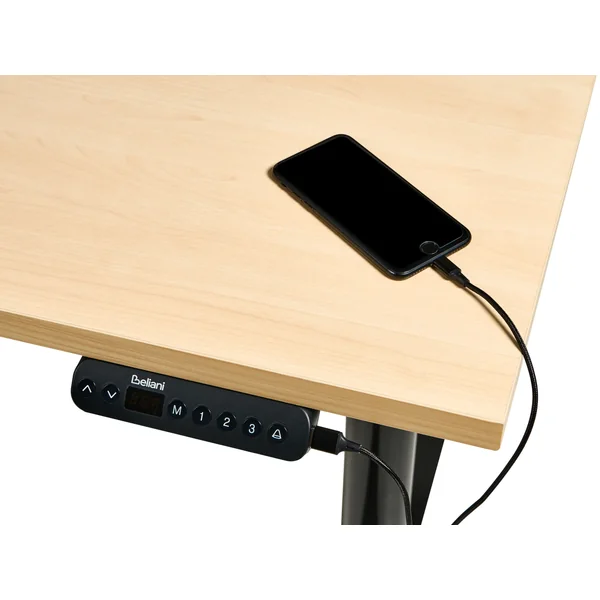 Bureau réglable en hauteur électriquement DESTINAS Noir/marron clair 160 cm 72 cm