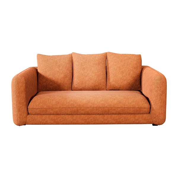 Canapé convertible Bultex 2 places Basile - Velours côtelé fine maille - Fjord Terracotta