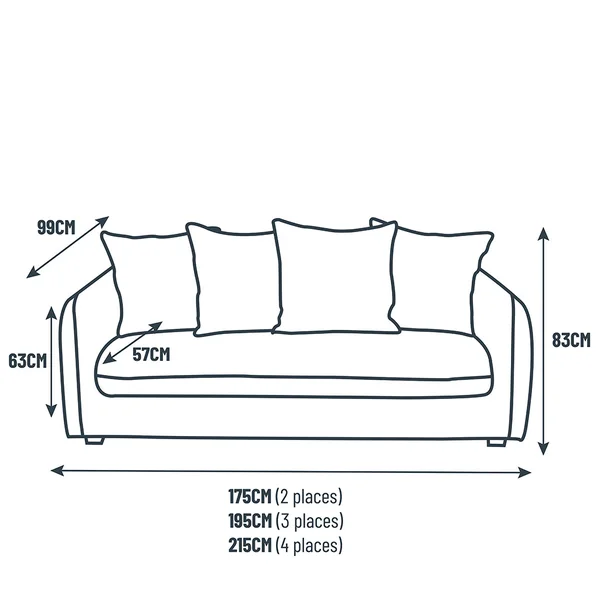 Canapé convertible bultex 4 places Basile - Tissu Velouté Epais - Storm Gris