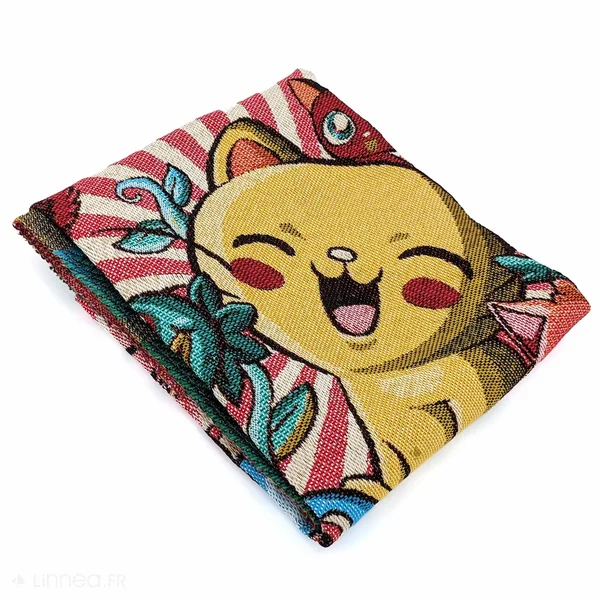 Carré de tissu jacquard 47x47 cm polyester motif manga CATIMINI rose