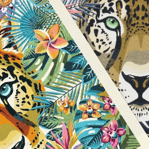 Carré de tissu jacquard polycoton motif animal BAGHERRA jaune Or