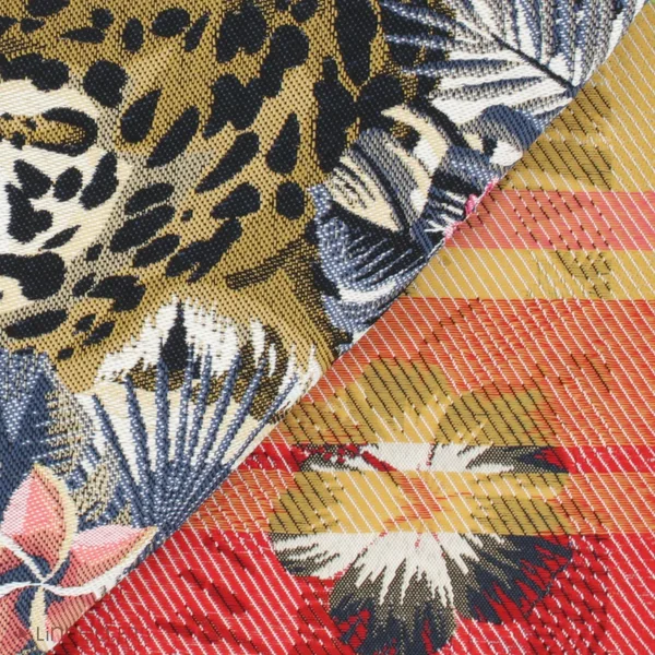 Carré de tissu jacquard polycoton motif animal BAGHERRA jaune Or