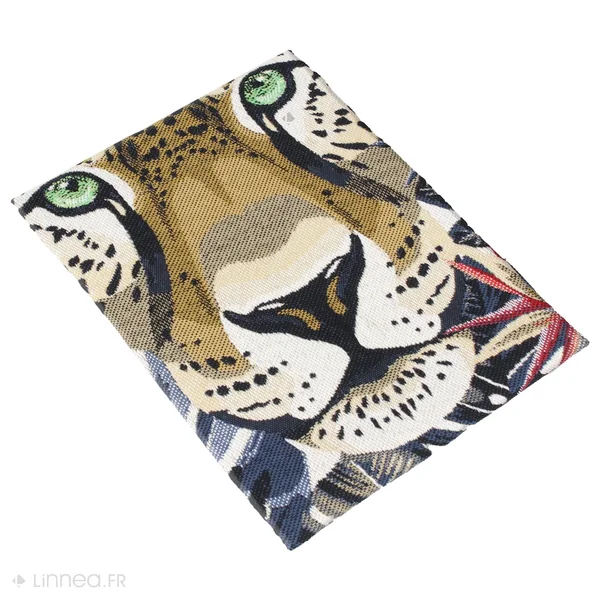 Carré de tissu jacquard polycoton motif animal BAGHERRA jaune Or