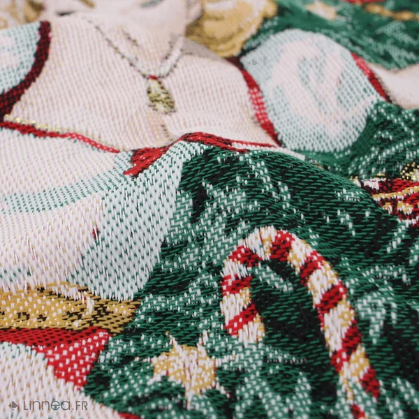 Carré de tissu jacquard polycoton motif festif esprit noël AVA Rouge
