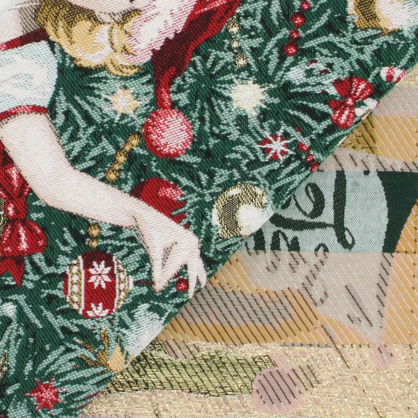 Carré de tissu jacquard polycoton motif festif esprit noël AVA Rouge