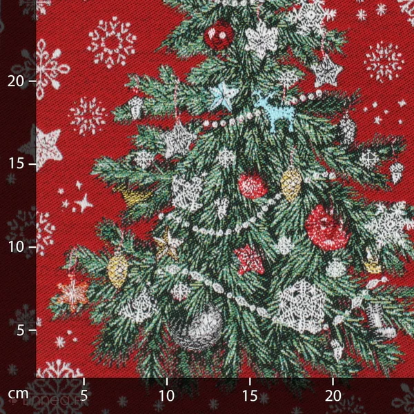 Carré de tissu jacquard polycoton motif festif esprit noël DADDY Rouge