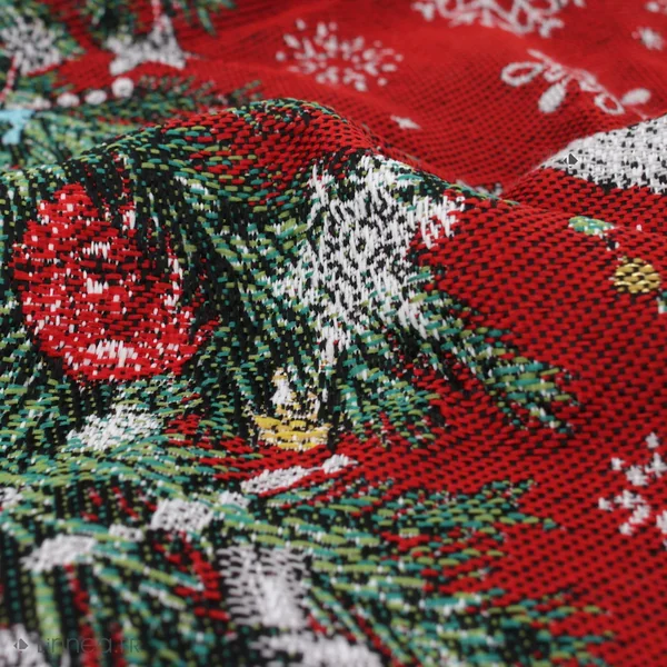 Carré de tissu jacquard polycoton motif festif esprit noël DADDY Rouge