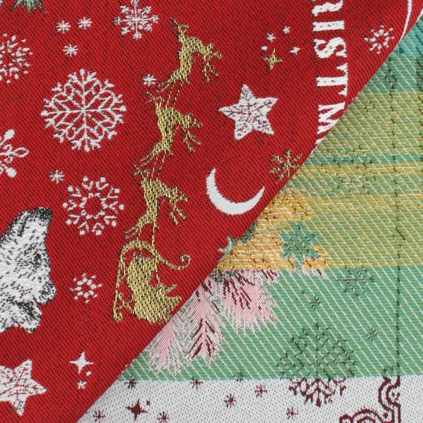 Carré de tissu jacquard polycoton motif festif esprit noël DADDY Rouge