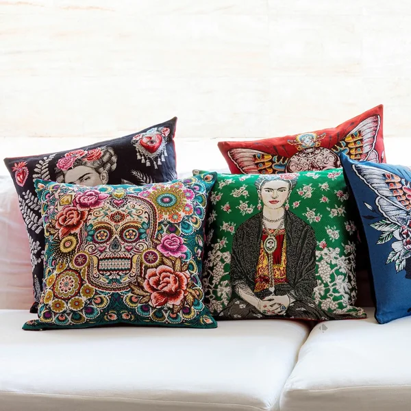 Carré jacquard polycoton 47x47 cm MIGUEL motif calavera Multicolore