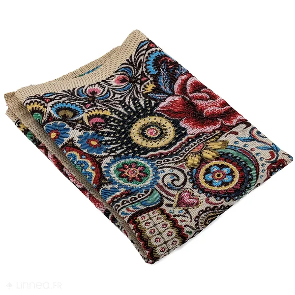 Carré jacquard polycoton 47x47 cm MIGUEL motif calavera Multicolore