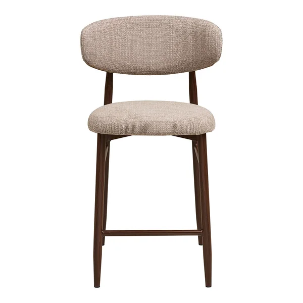 Chaise de bar en tissu sable et métal effet noyer h65cm - Lena