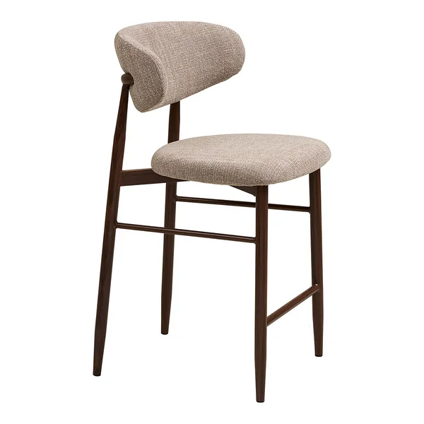 Chaise de bar en tissu sable et métal effet noyer h65cm - Lena
