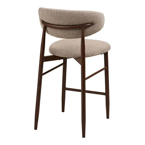 Chaise de bar en tissu sable et métal effet noyer h65cm - Lena