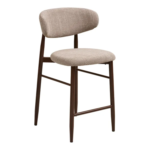 Chaise de bar en tissu sable et métal effet noyer h65cm - Lena
